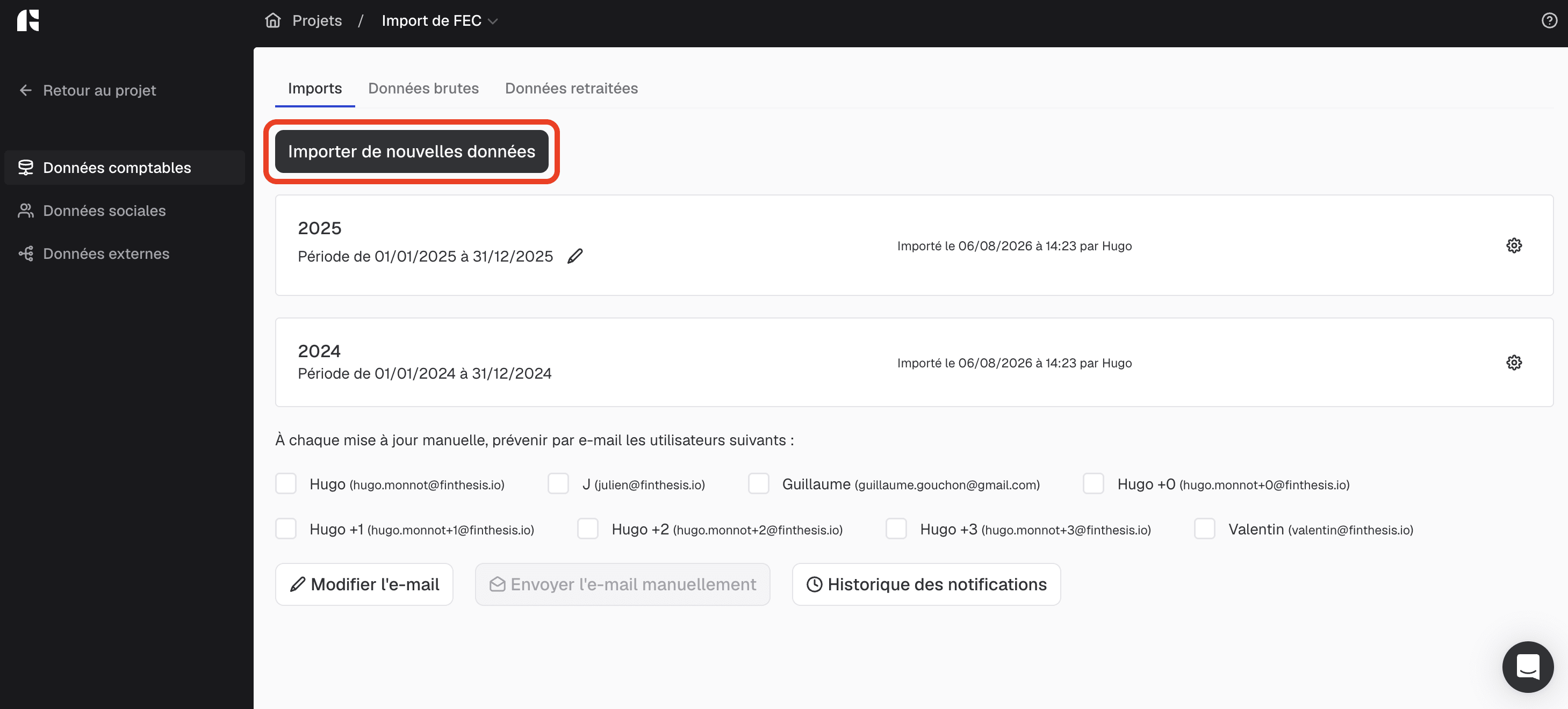 Importer de nouvelles données