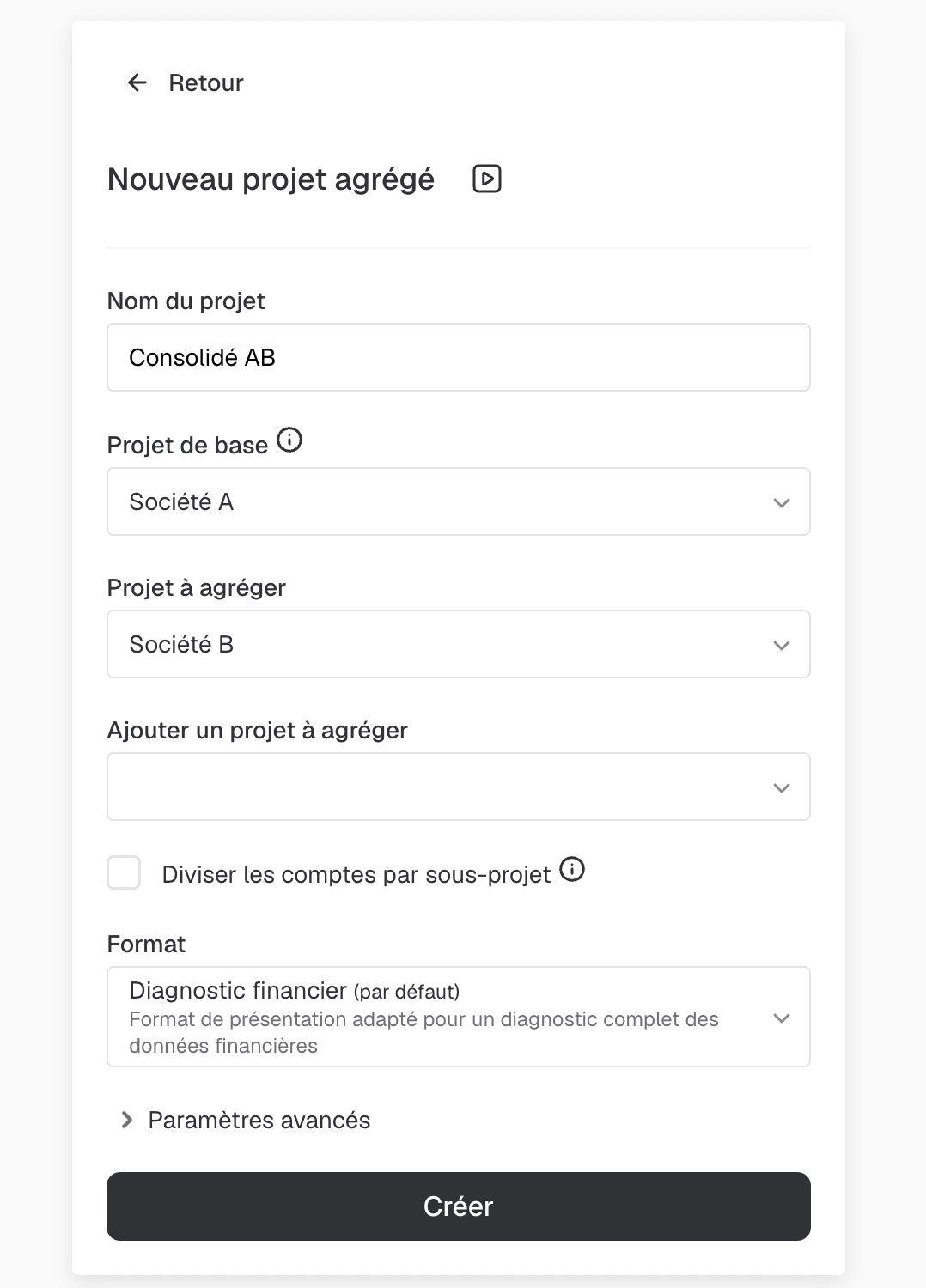 choisir le projet de base