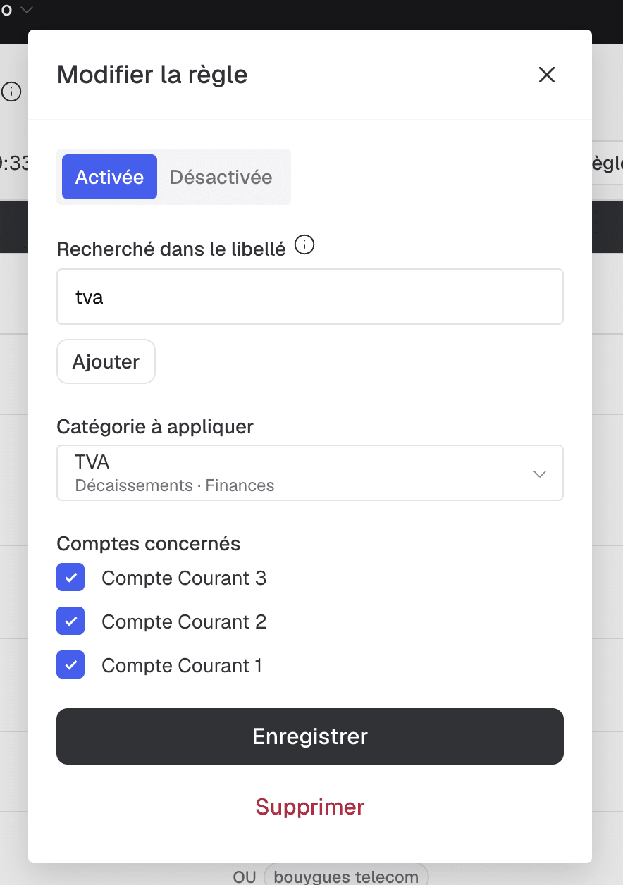 modification d'une règle