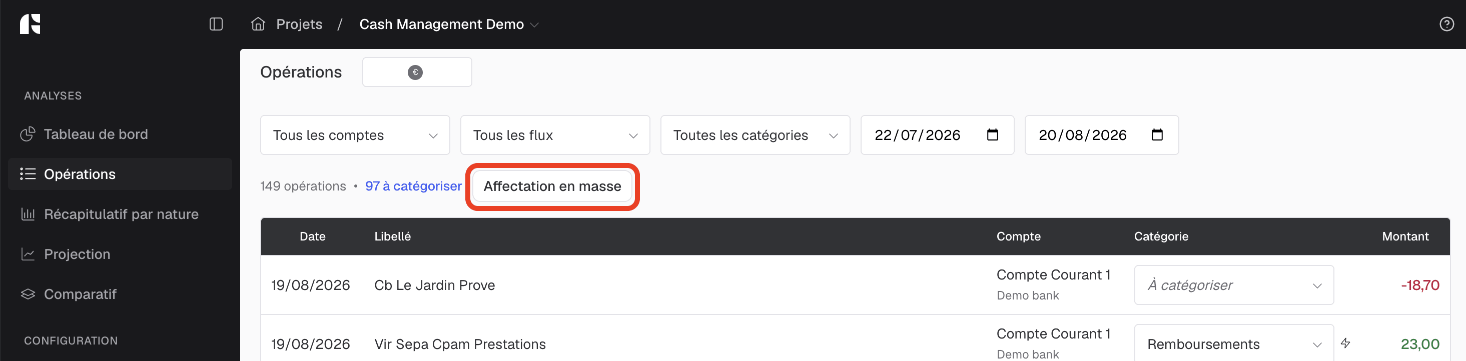 affectation en masse
