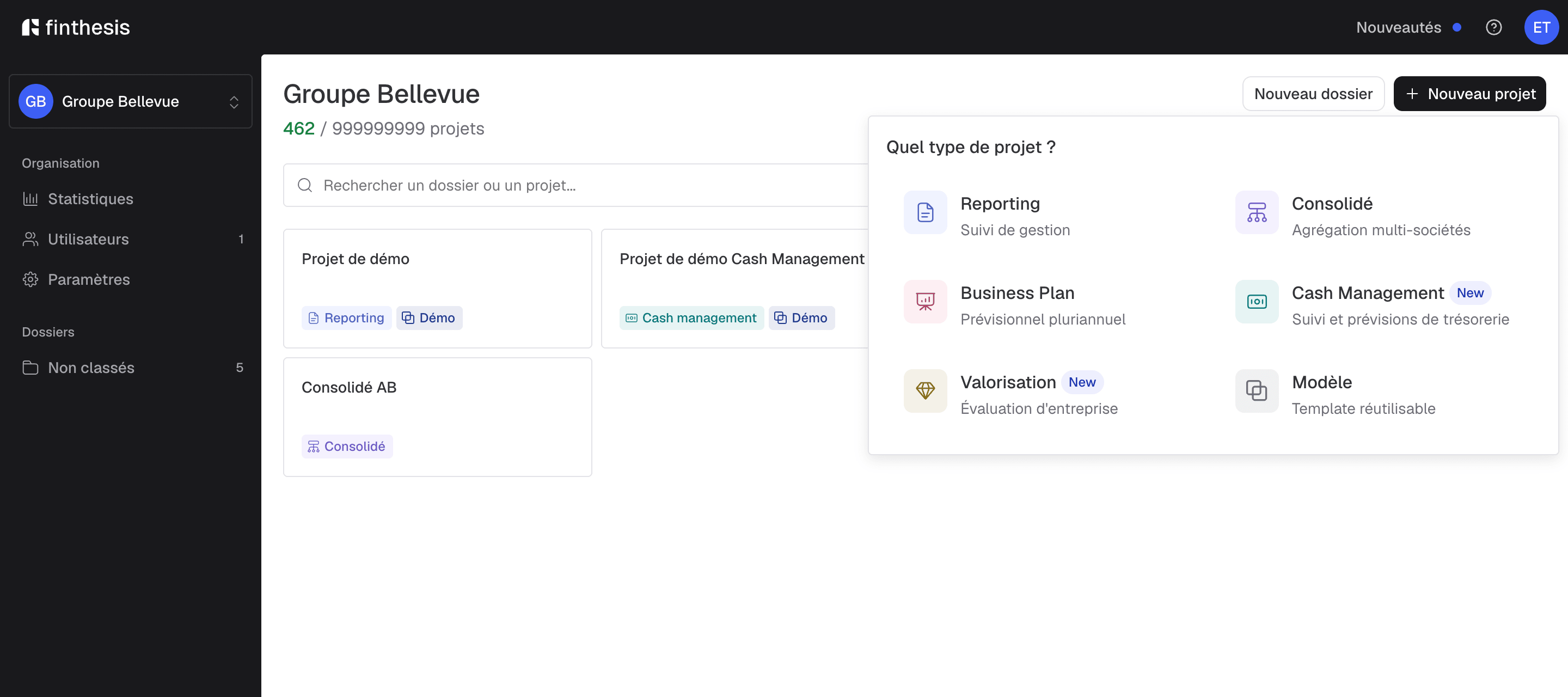 créer projet