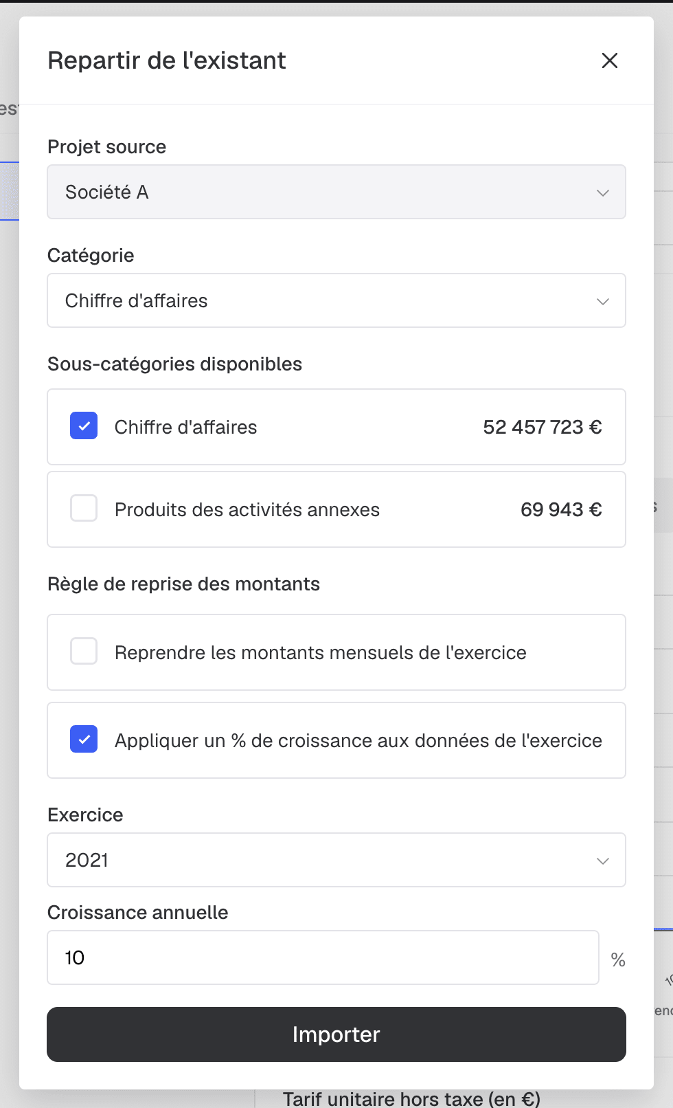 importer depuis un projet existant