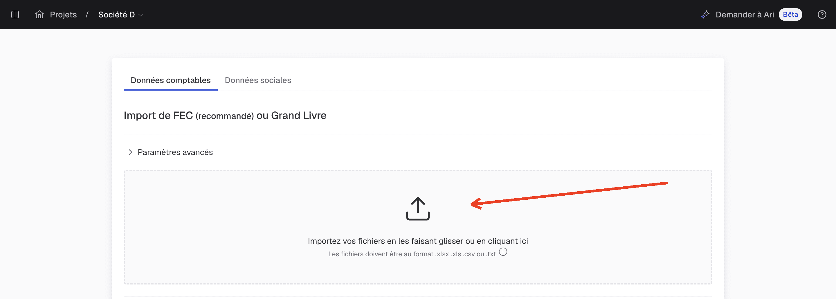 import grand livre