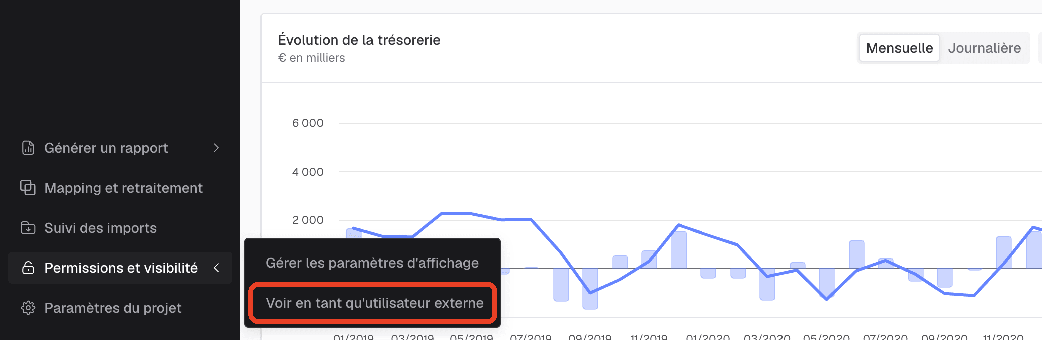 visualisation utilisateurs externes