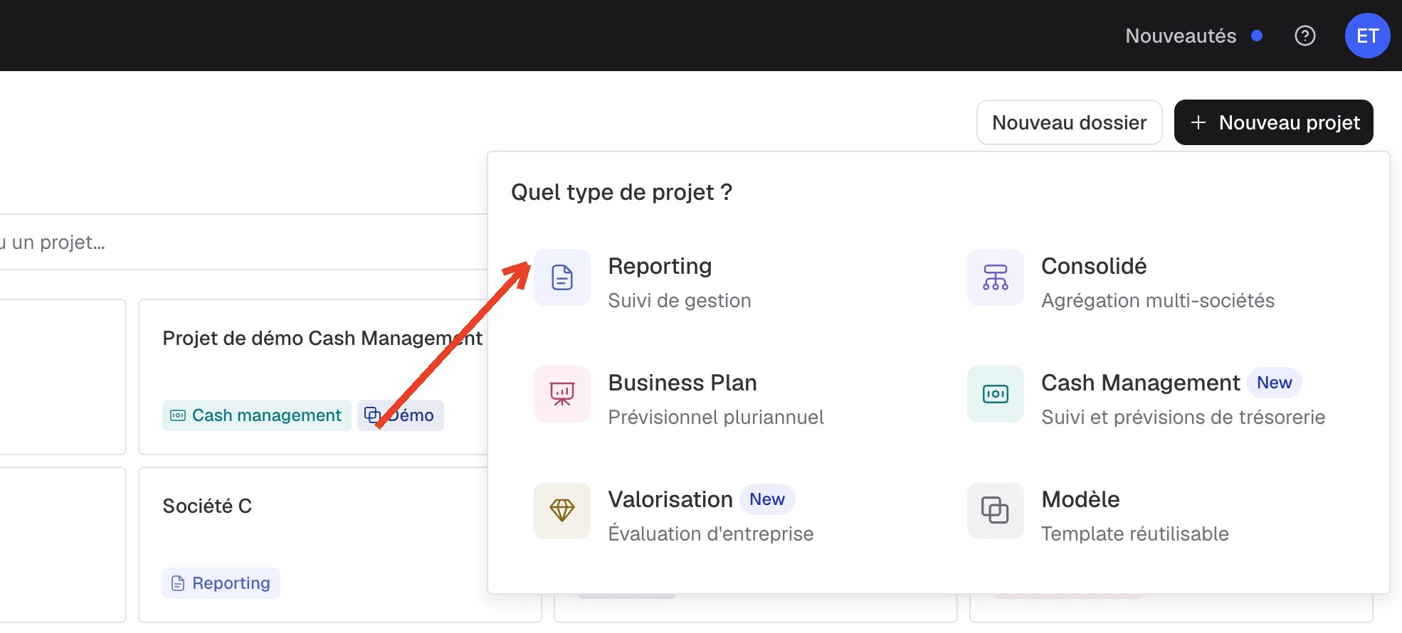 créer projet