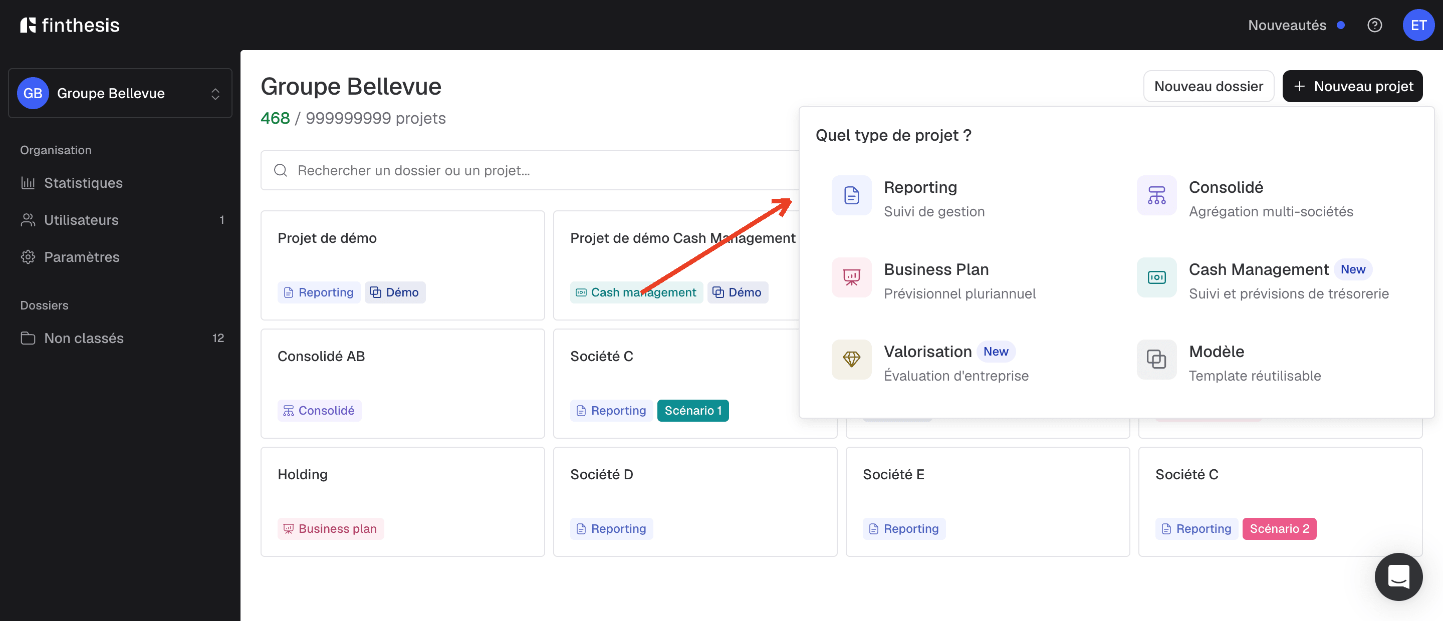 créer projet