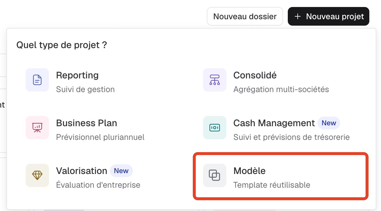 créer modèle