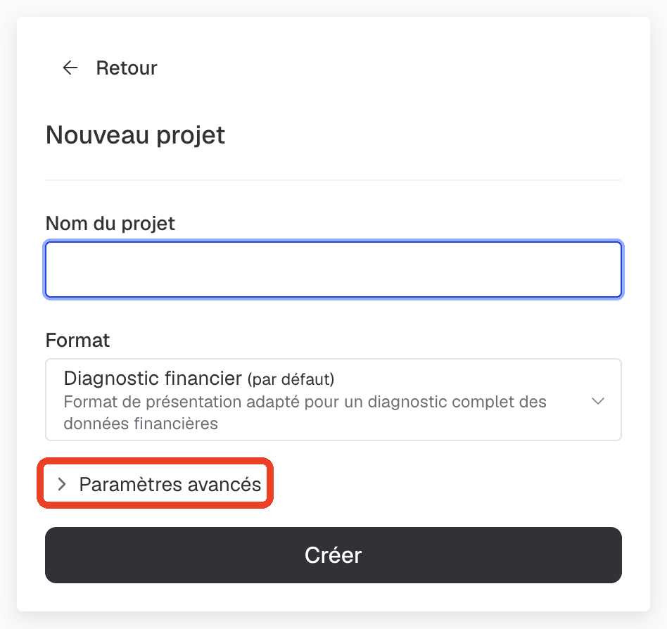 paramètres avancés