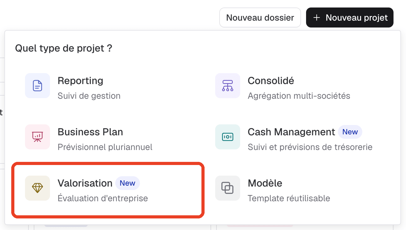 création d'un projet de valorisation