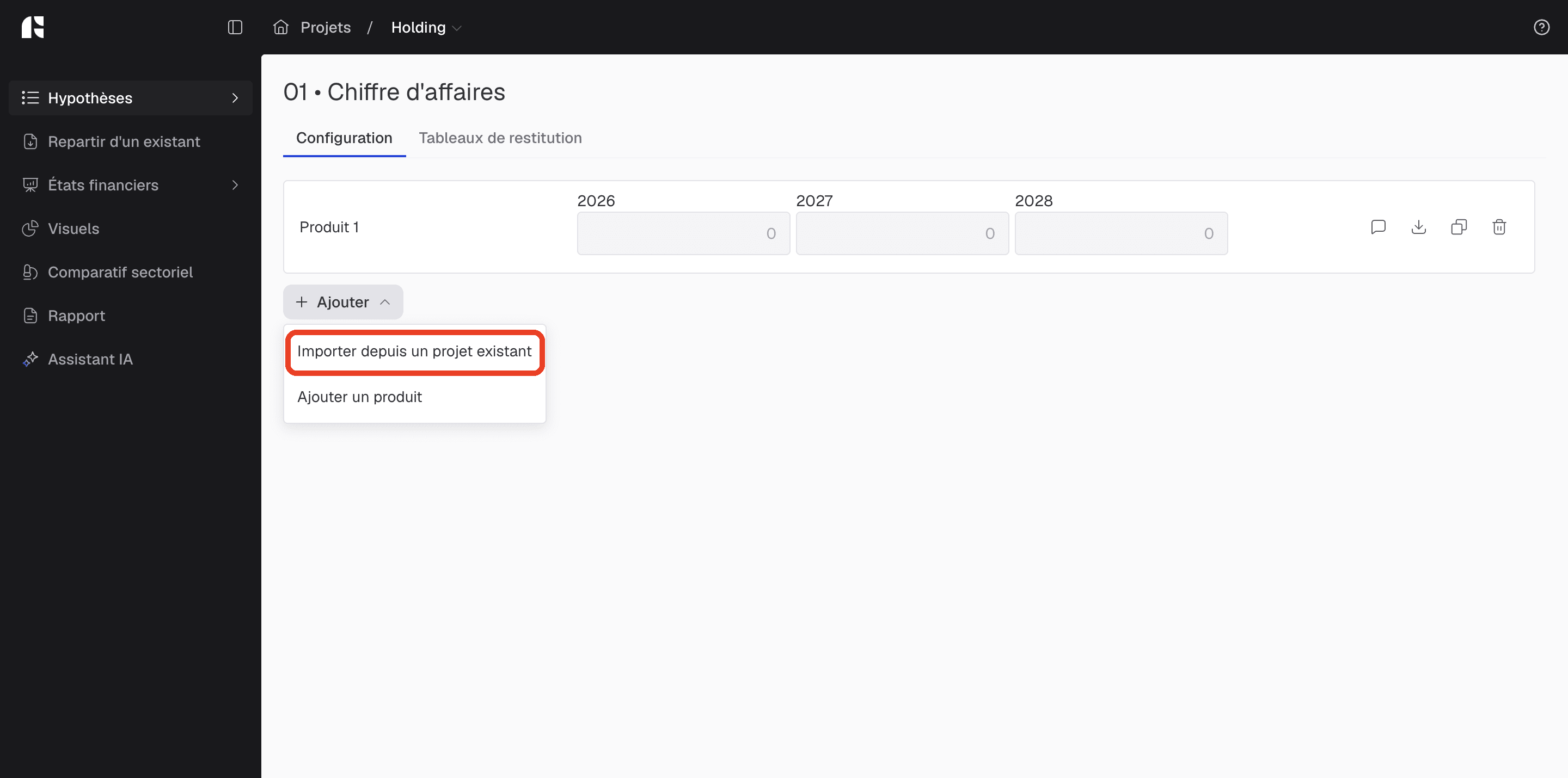 importer depuis un projet existant