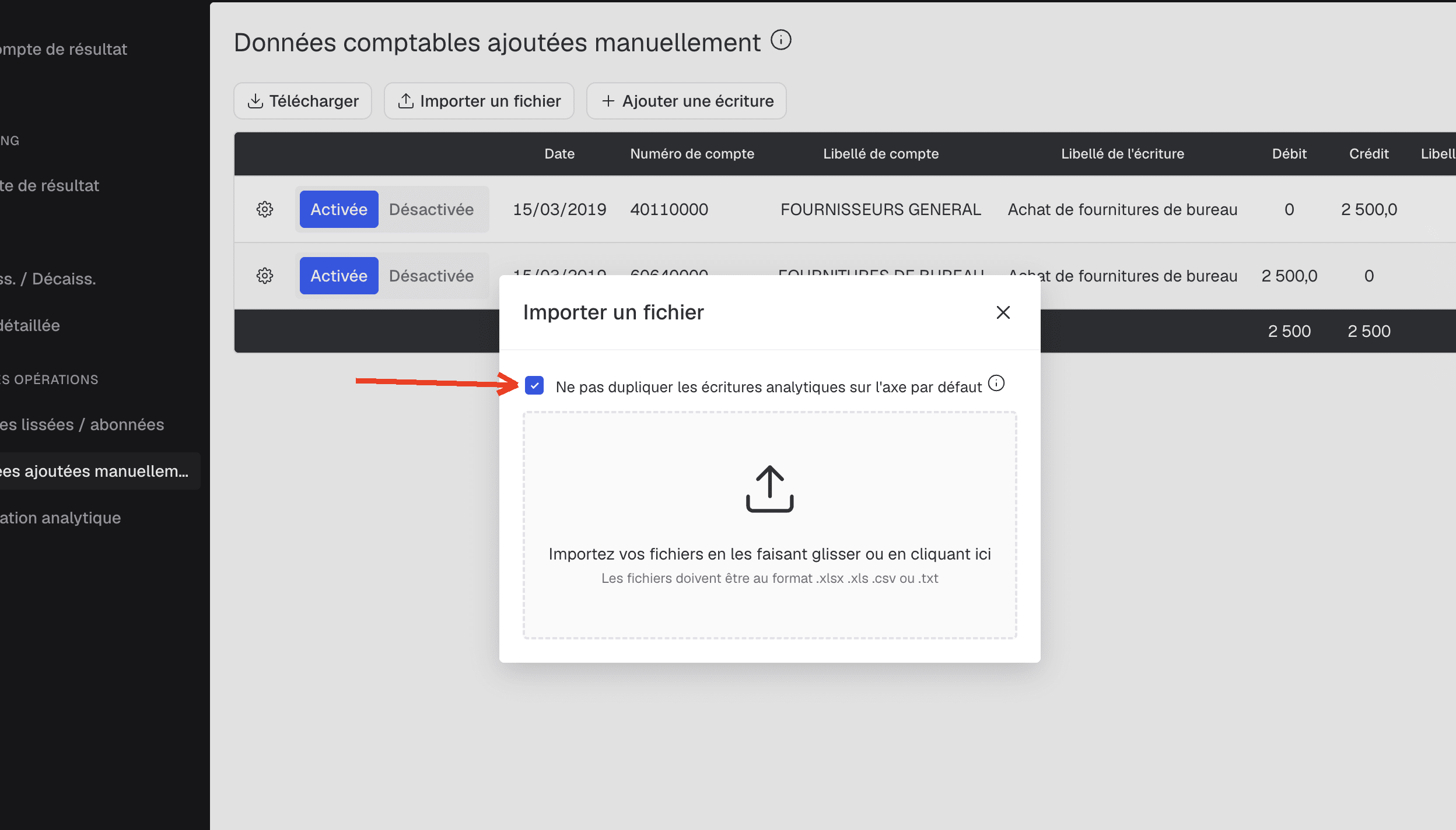 ne pas dupliquer les écritures analytiques sur l'axe par défaut