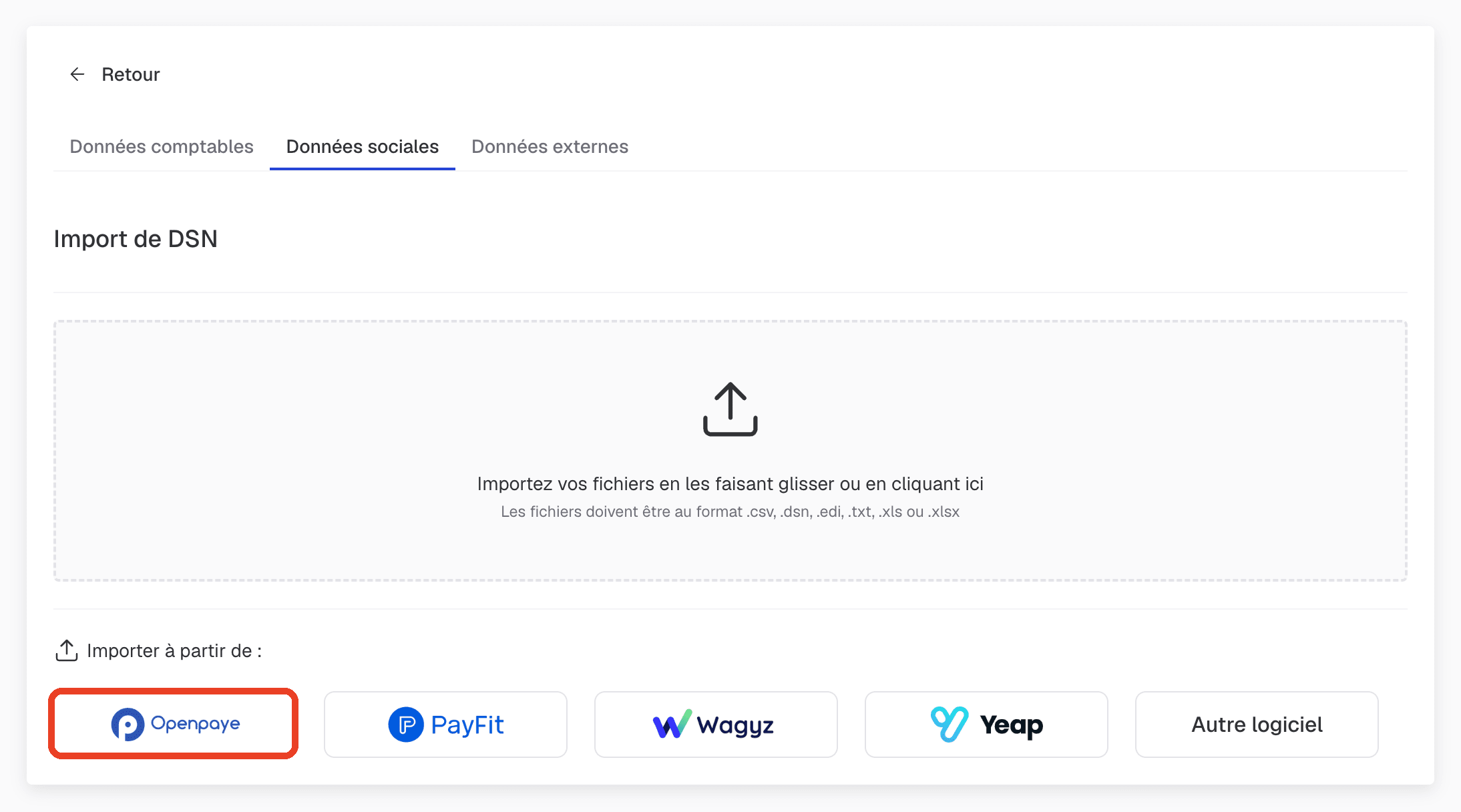 Bouton d'API Openpaye