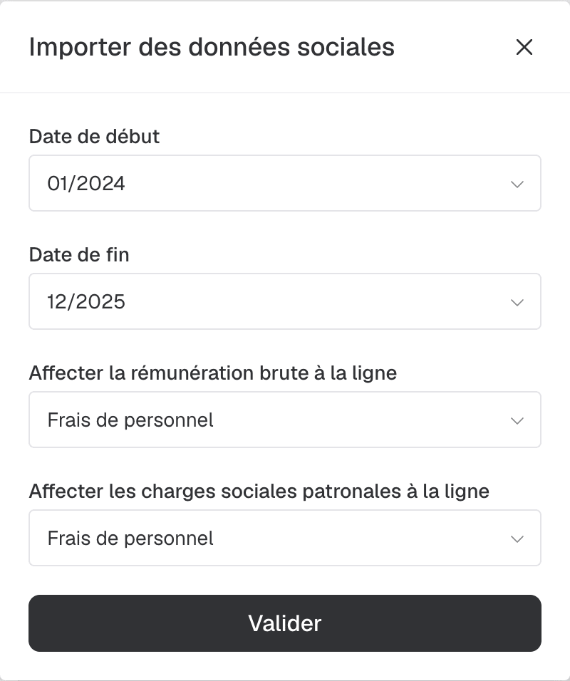 configuration import de données sociales