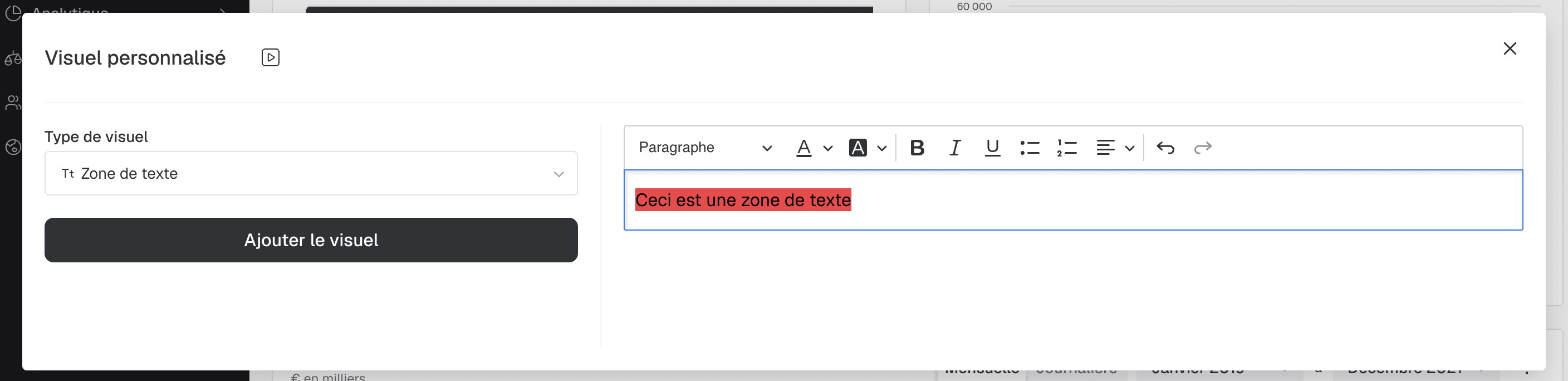 Ajout d'un texte dans une zone de texte