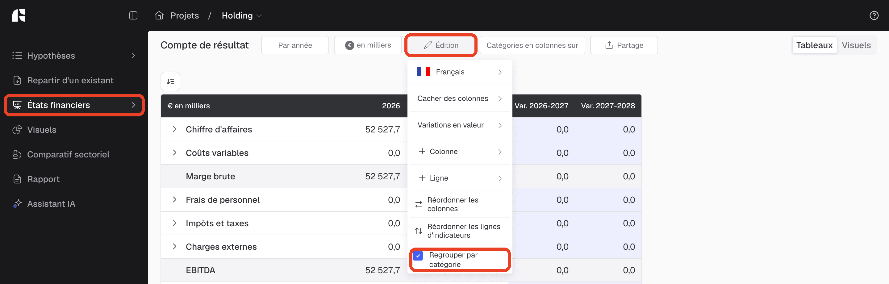 regrouper par categories