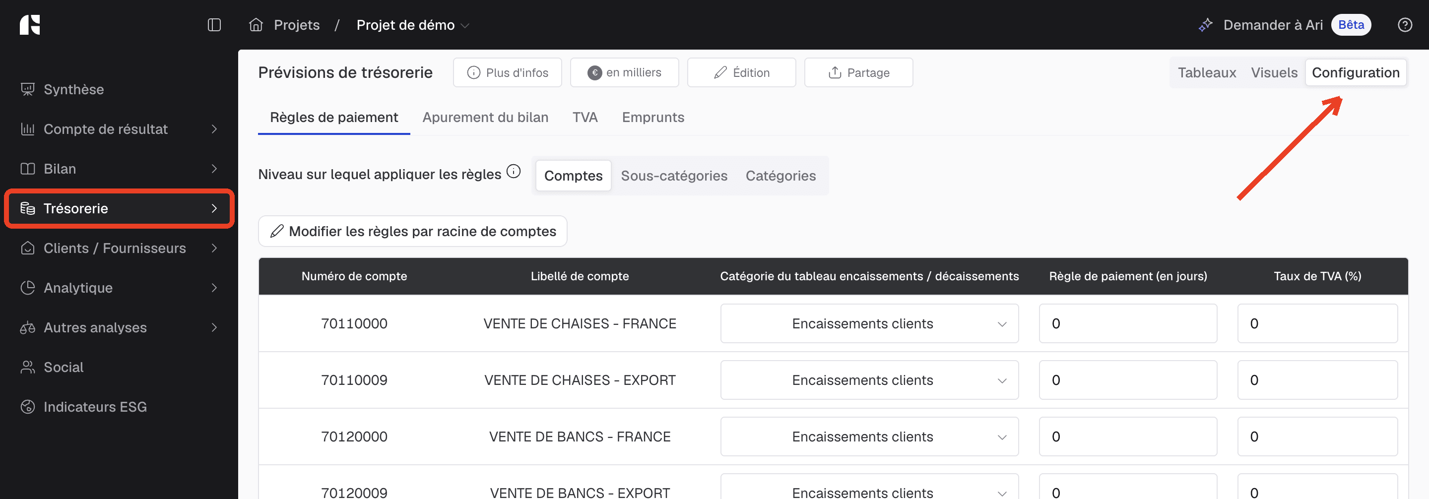 établir des règles de paiement