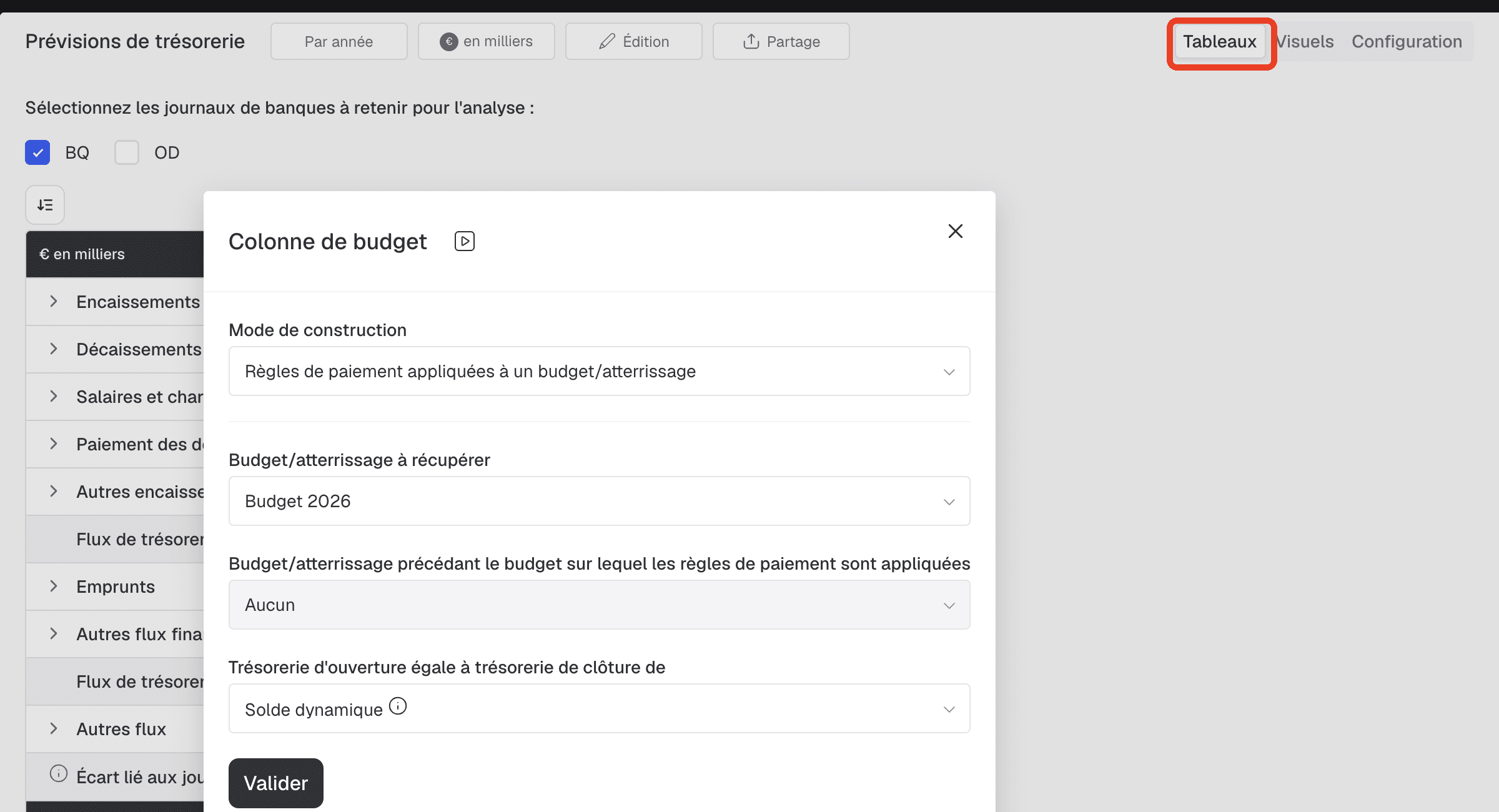 appliquer les règles au budget