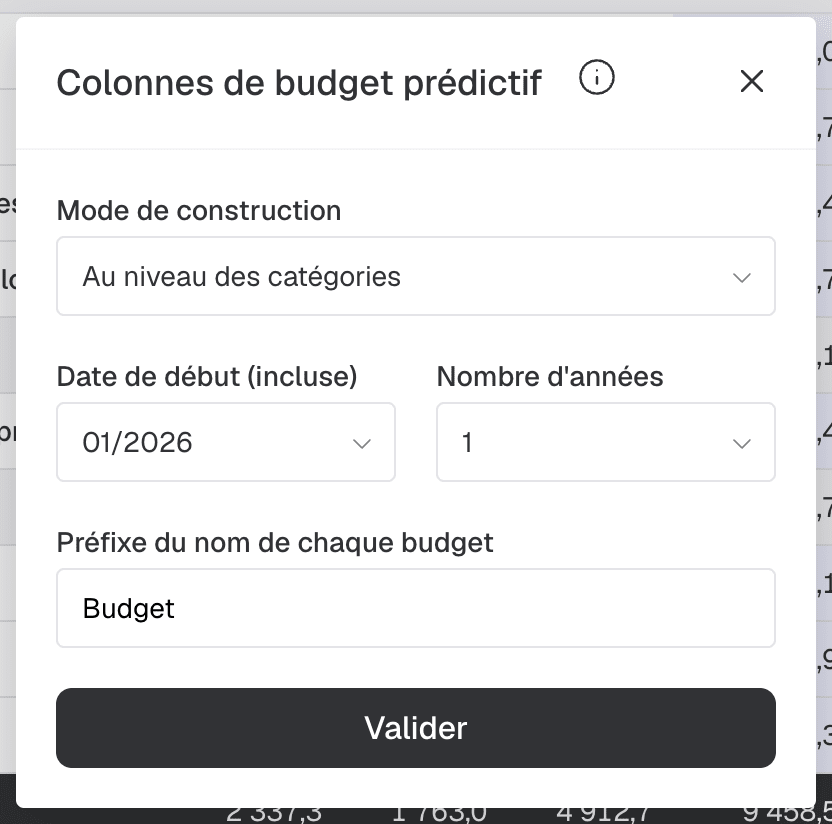 Paramétrage du prédictif