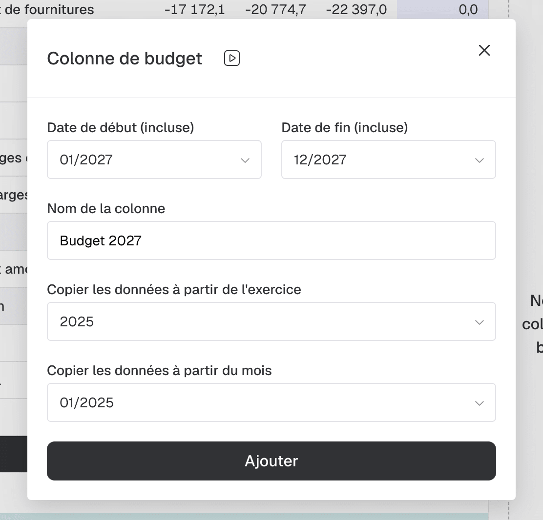 colonne de budget