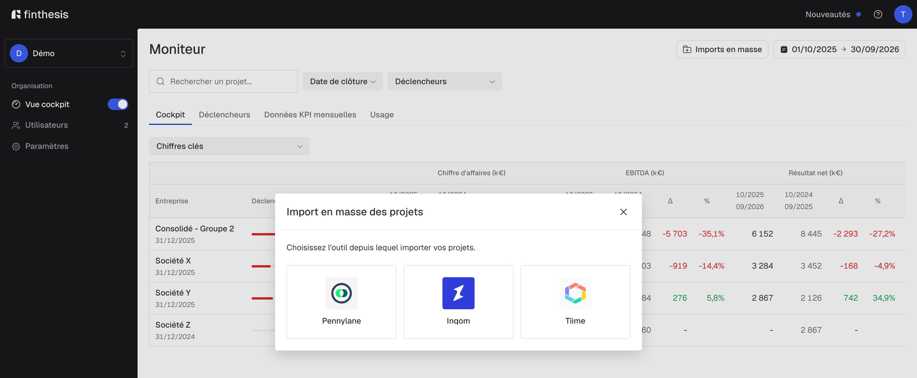 Import en masse de vos dossiers depuis Pennylane, Inqom et Tiime