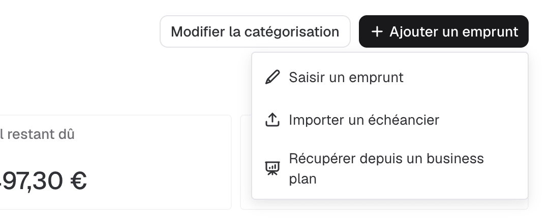 menu ajouter un emprunt