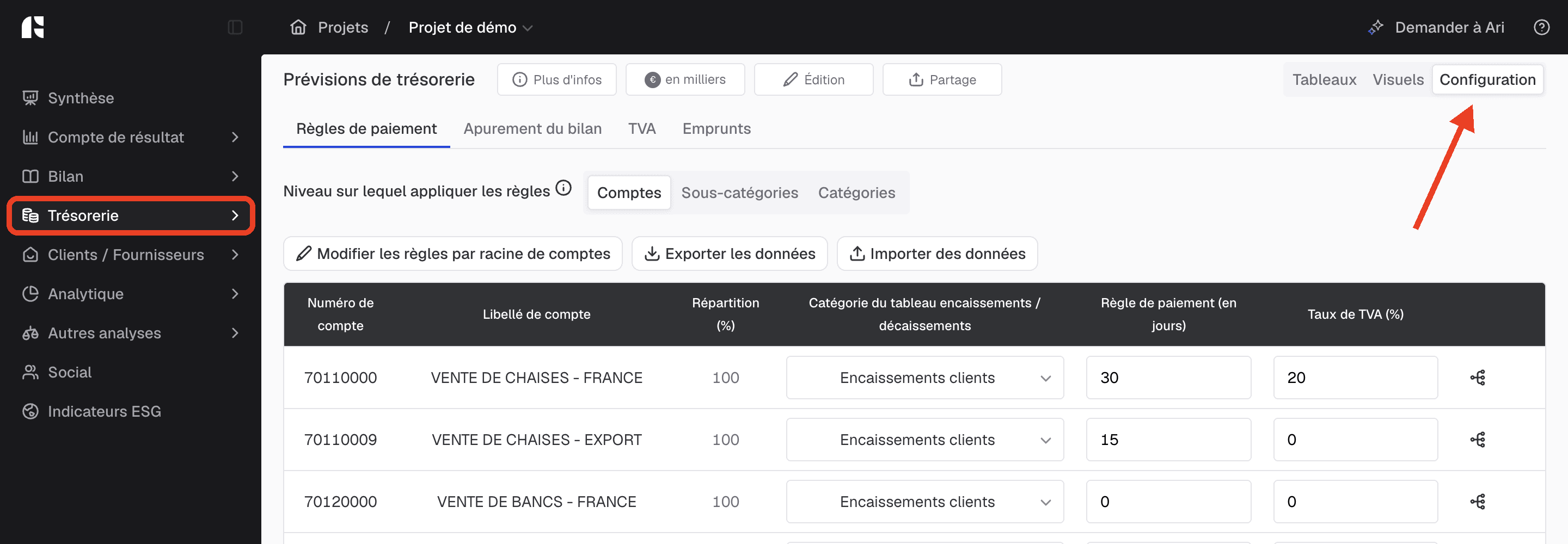 établir des règles de paiement