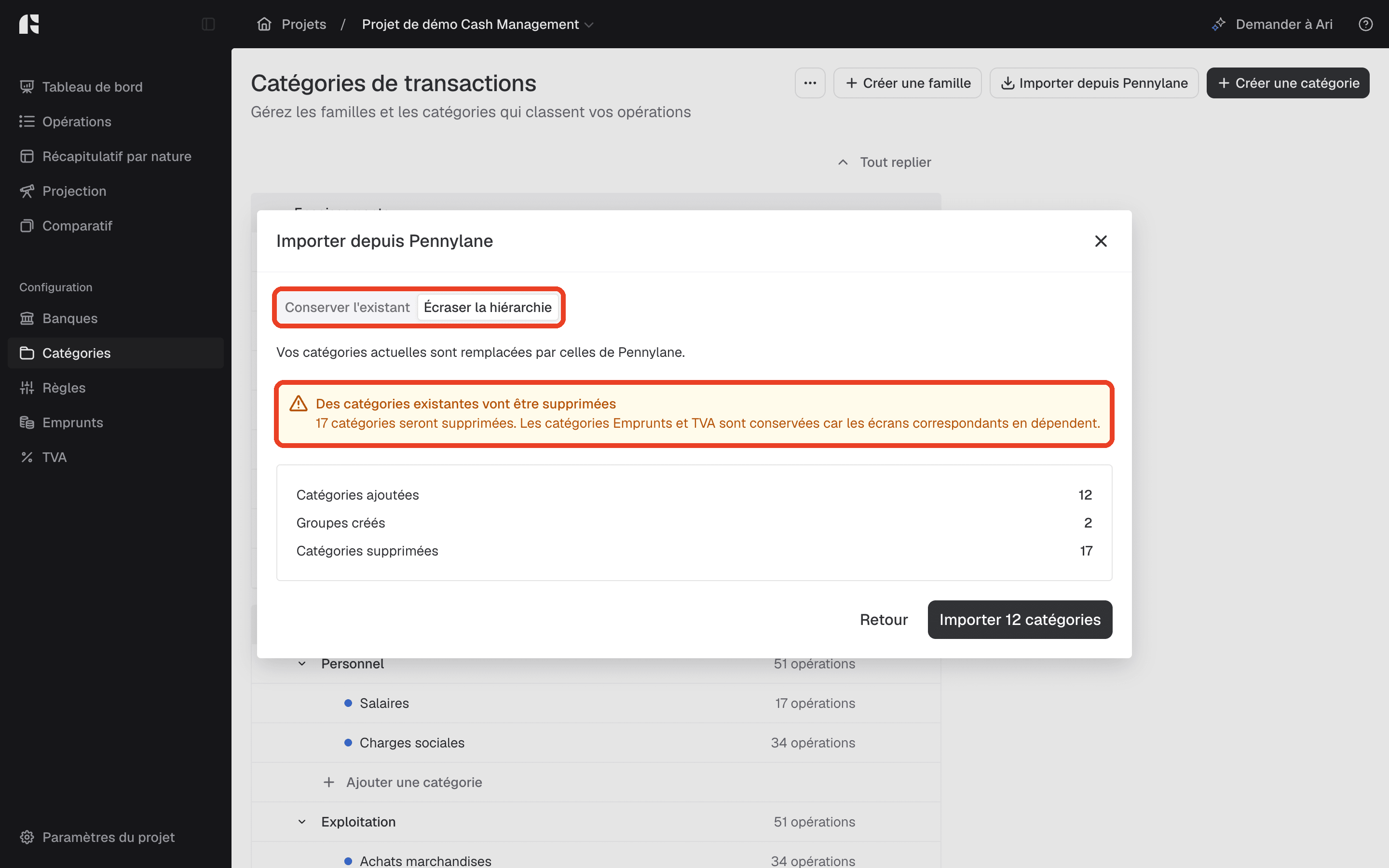Option Écraser la hiérarchie avec le bandeau de suppression