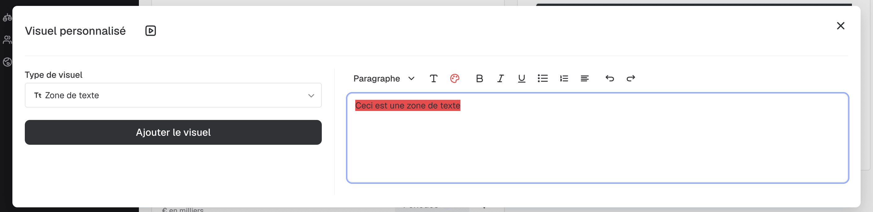 Ajout d'un texte dans une zone de texte
