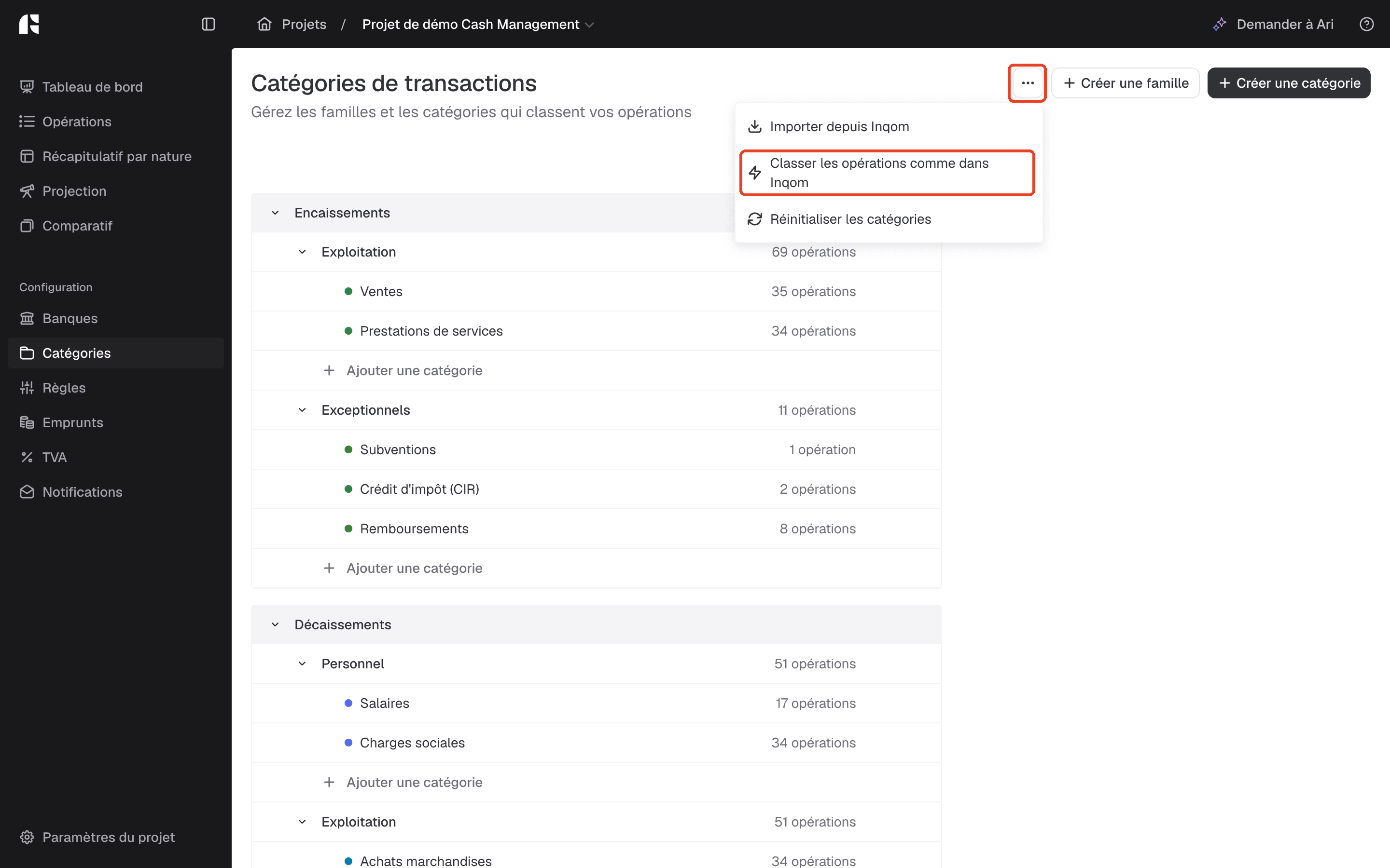 Action Classer les opérations comme dans Inqom dans le menu « ... »