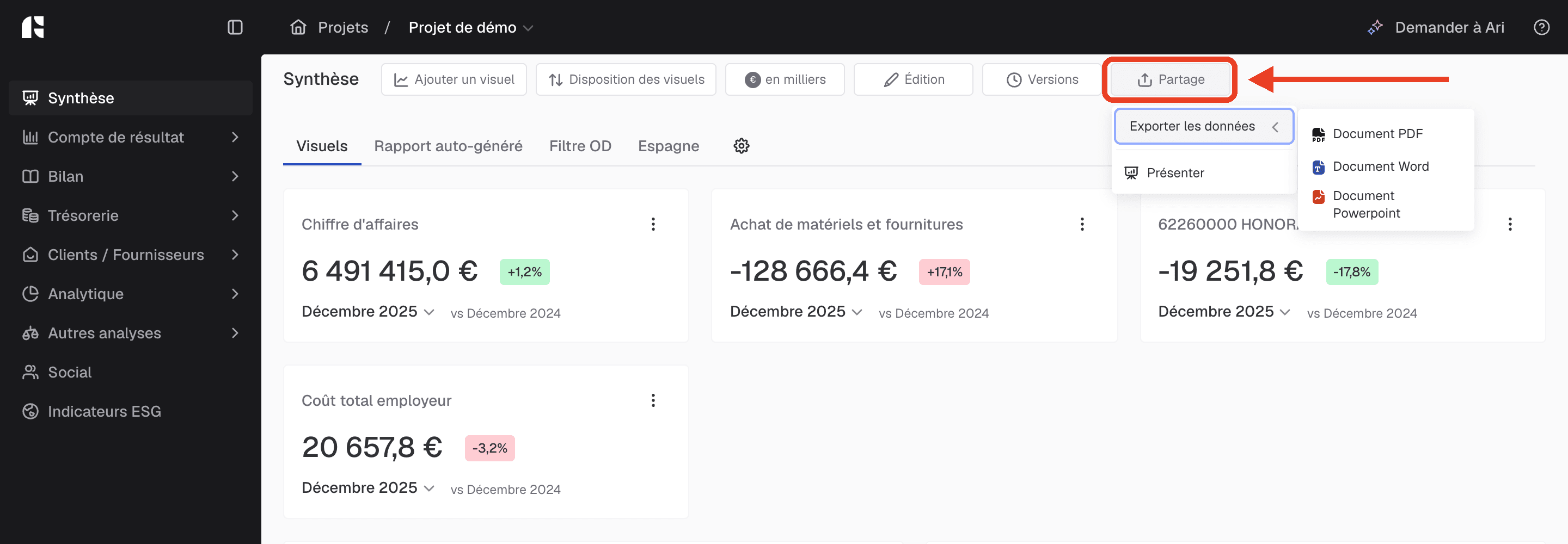 export données
