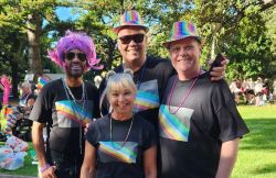 Group of people at Mardi Gras event