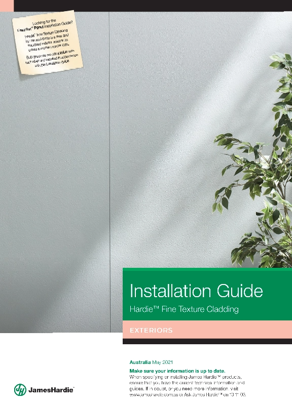 Hardie Fine Texture Cladding Installation guide