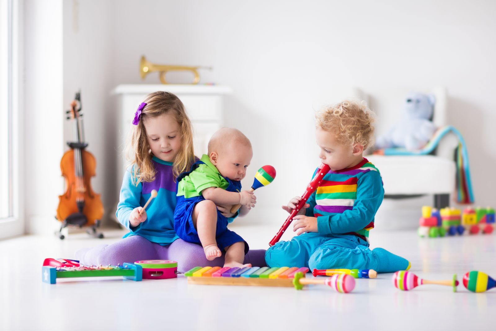 Children playing musical instruments