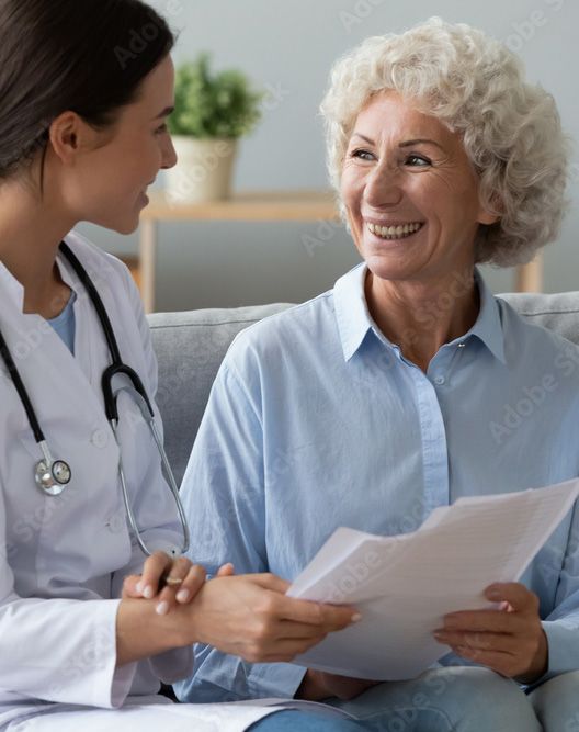 a patient talking to a doctor