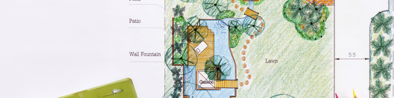 a drawing of a house with a lot of trees