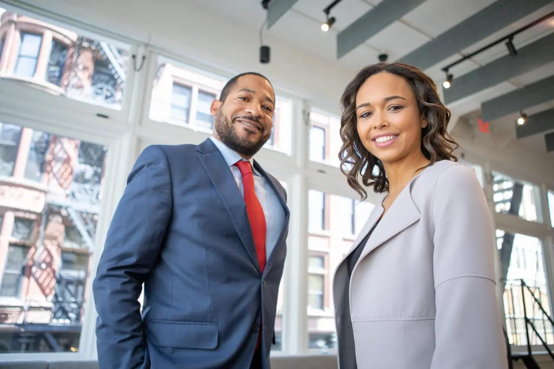 business owners discussing loan options