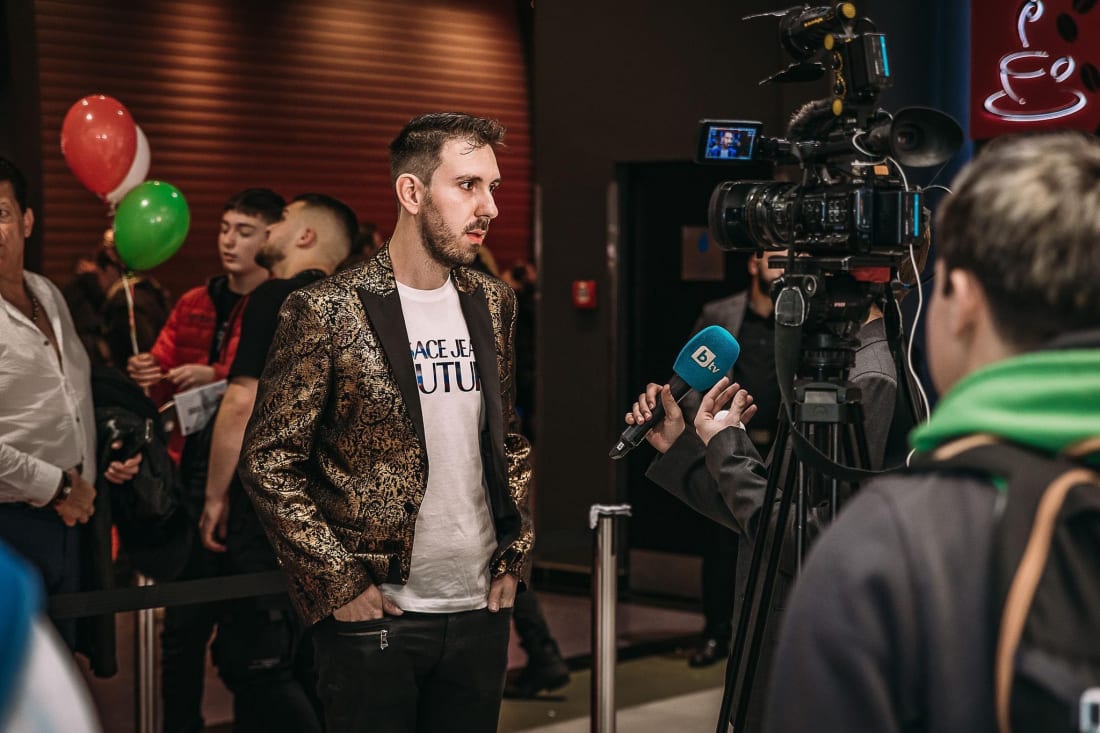 Isidor Karadimov gives an interview at the premiere of the film The Price of Power.