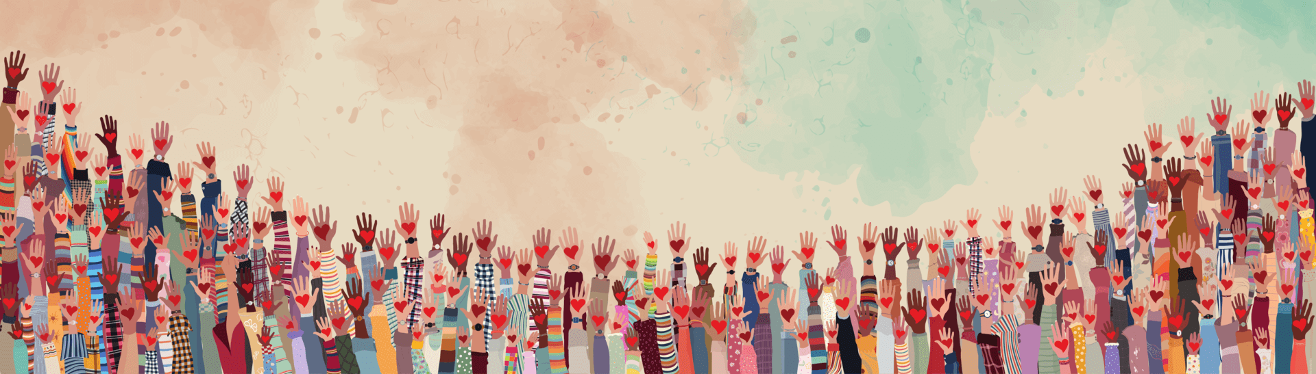 Raised hands showing community support