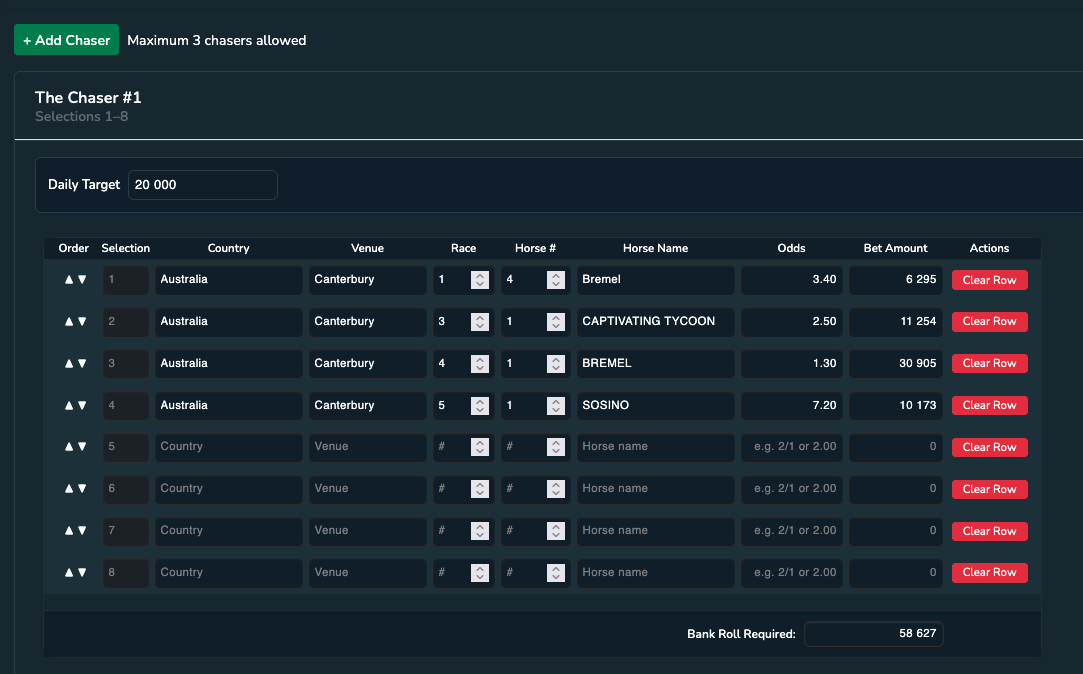 Chaser Tool Interface