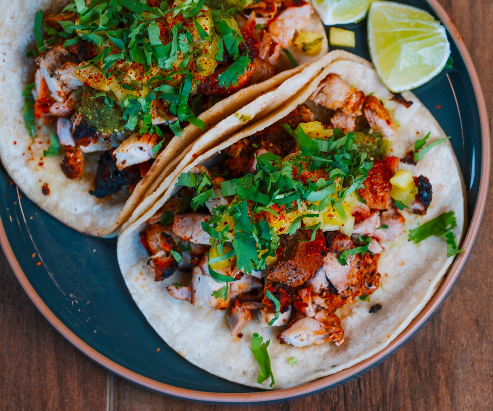 Close-up of Uno Más street tacos