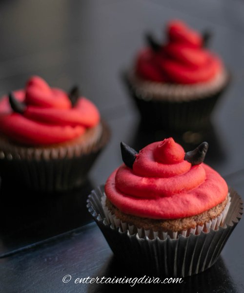 Red Velvet Devil Horn Cupcakes