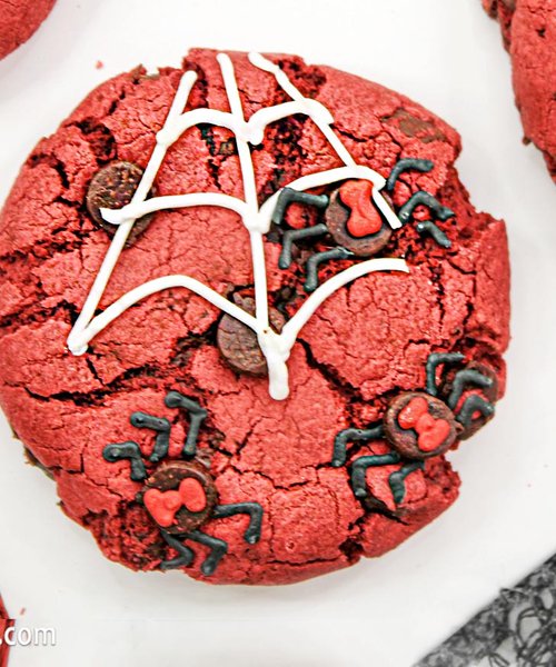 Red Velvet Halloween Spider Cookies