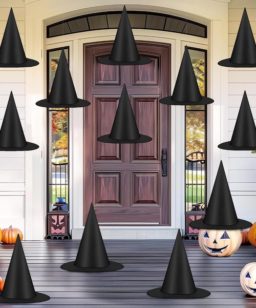 Witch Hat and Broom Porch Display