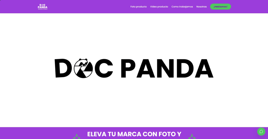 Captura del sitio web de Doc Panda Producciones
