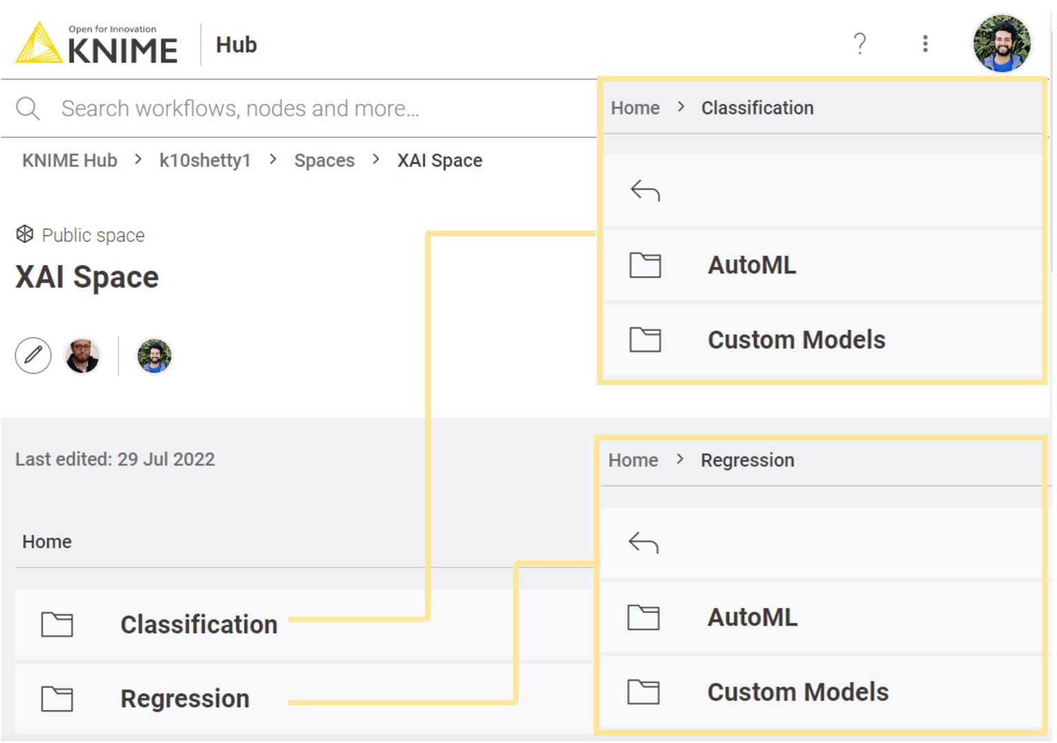 explainable AI space on KNIME Hub