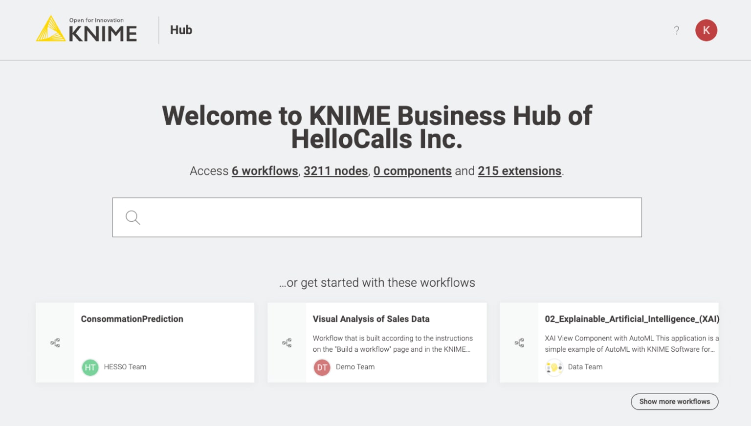 KNIME Business hub home