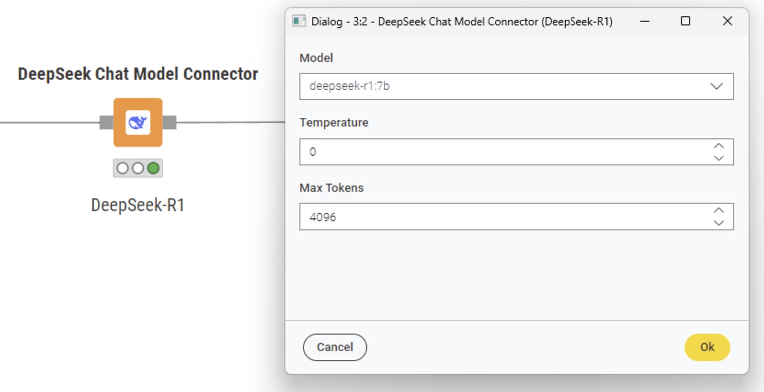 DeepSeek Chat Model Connector in KNIME AI Extension