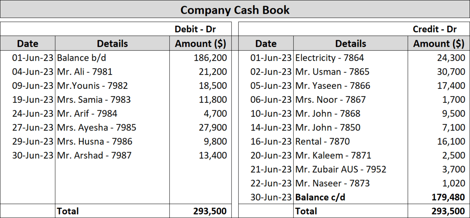 company cash book