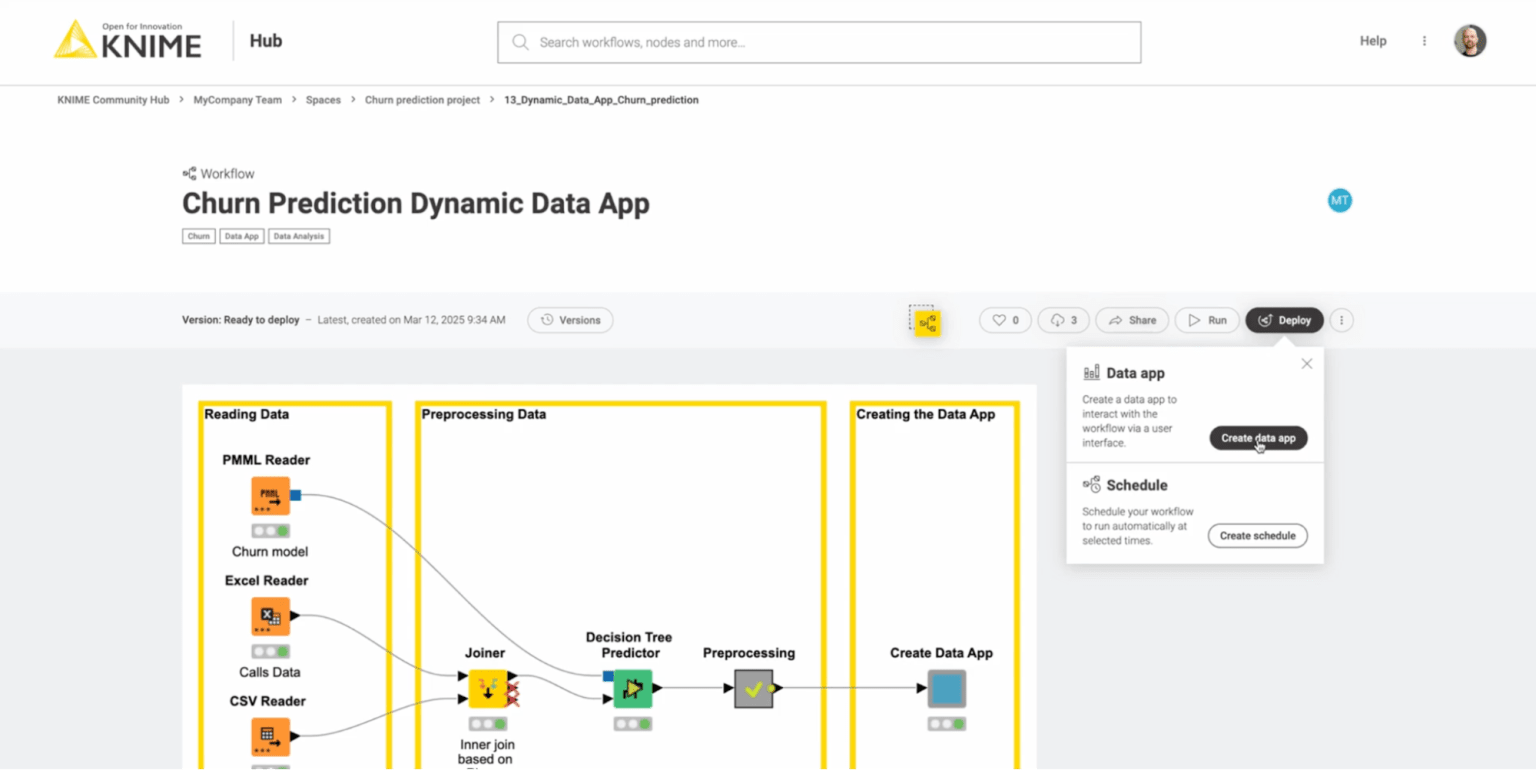 Churn prediction dynamic data app