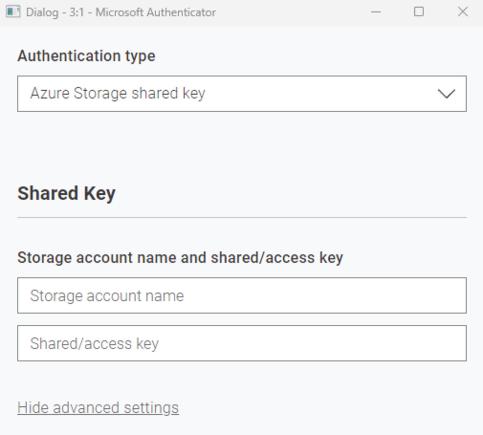 Microsoft Aziure Storage shared key